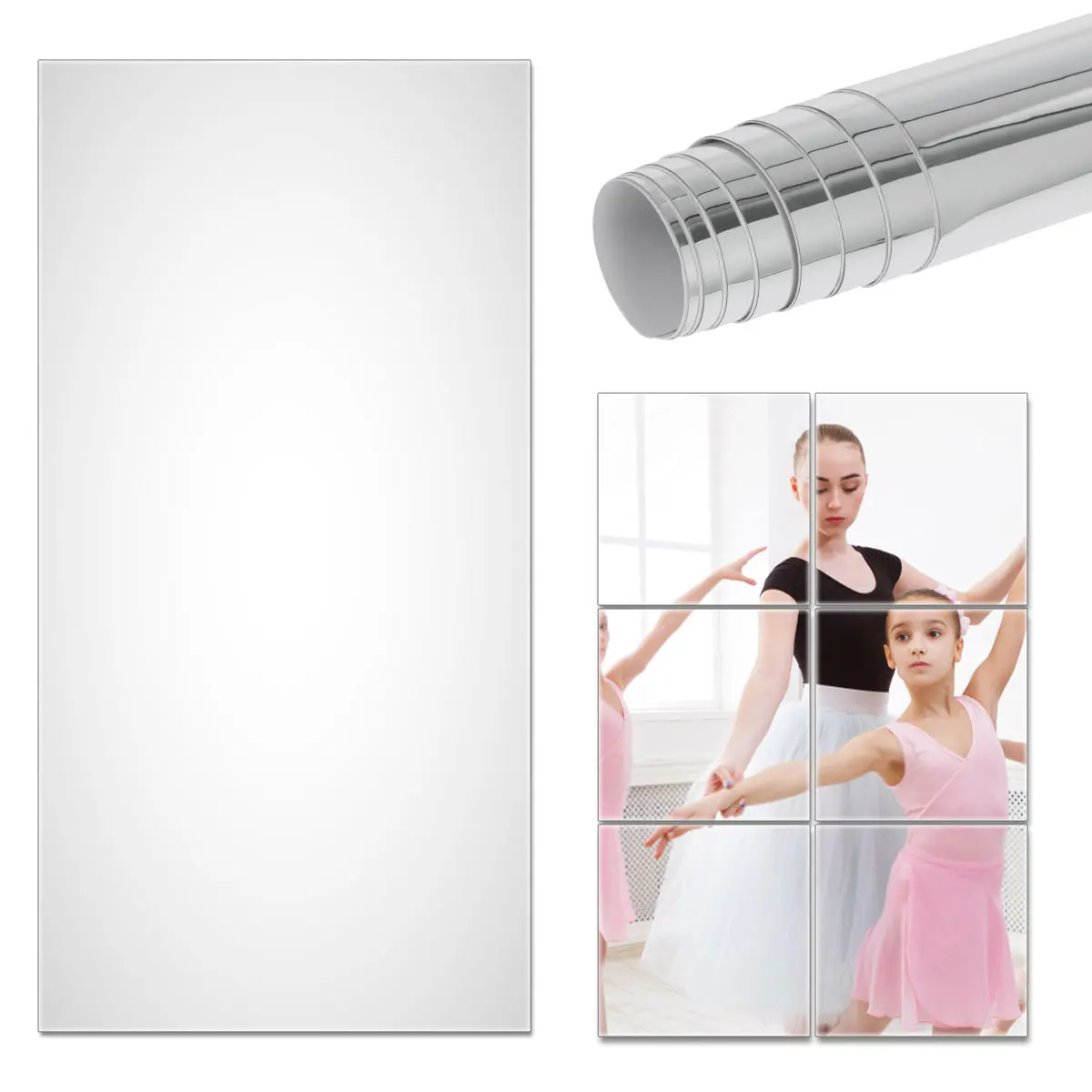 Autocollants miroir autocollants 60x100cm/50x100cm, ensemble complet de miroirs muraux, autocollants en acrylique pour miroir, pour mur et salle de bain