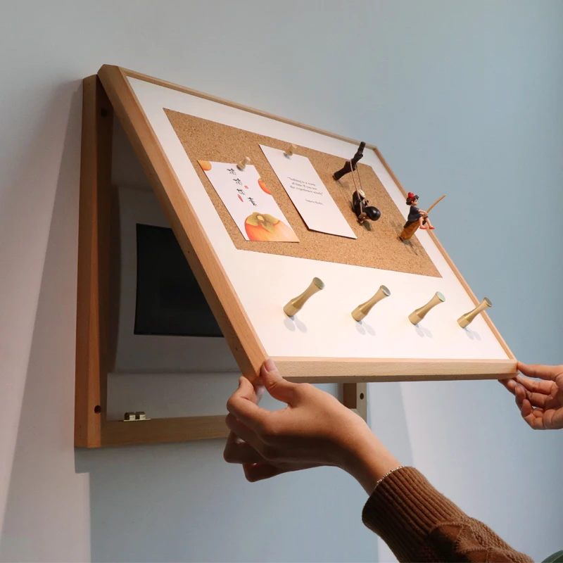 Creative Electric Switch Box Solid Wood Wall Stickers Distribution Box Covering Electric Meter Box Decorative Painting with Hook