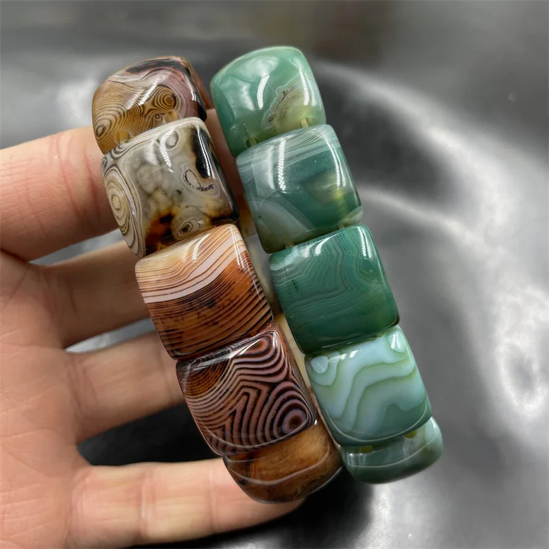 Madagascar Sardonyx Men's and Women's Green Agate Bracelet