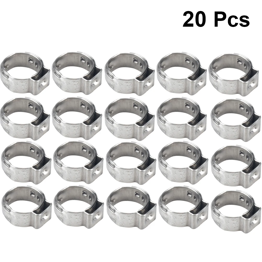 

20 Pcs Single Ear Clamp Worm Drive Hose Clip for Gas Pipe Stainless Steel Durable Home Automotive Industrial Marine Tube Fuel