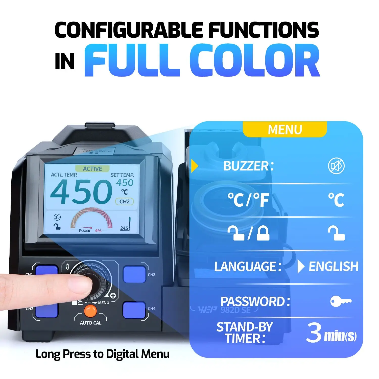 สถานีบัดกรีความแม่นยำ WEP 200W รุ่น C245 C210 ชุดหัวแร้งบัดกรีไฟฟ้าแบบทำความร้อนเร็ว พร้อมเครื่องมือดูดตะกั่วสำหรับโทรศัพท์ รุ่น 982D SE