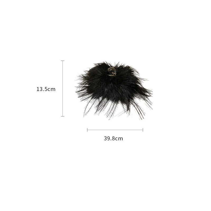 Fairy Black Feather Hair Claw Hair Rope Soft Plush Shark Clip Ladies Crab Clip Back Head Barrettes Ponytail Hair Accessories