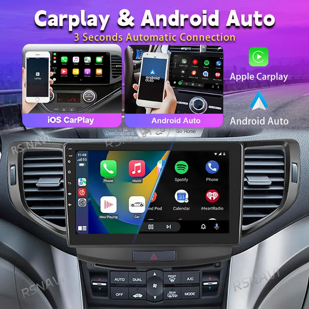 Android 15 Carplay Auto DSP 2K Screen Car Radio Multimedia Player For Honda Accord 8 2008-2012 Autoradio Stereo 2din Head Unit
