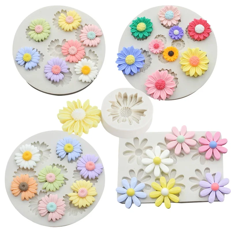 3D Daisy Silicone Mold, Multi Flower Wax Candle Soap Resin Making Mould, DIY Craft Decoration Tool Gift