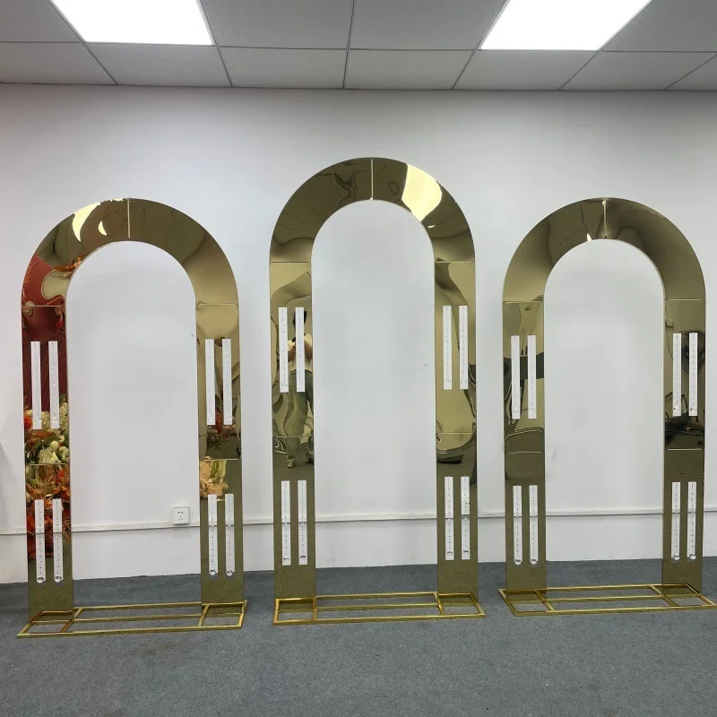خلفية قوس الزفاف إطار باب من الفولاذ المقاوم للصدأ حامل زهور لحفلات أعياد الميلاد وحامل خارجي ديكور فاخر