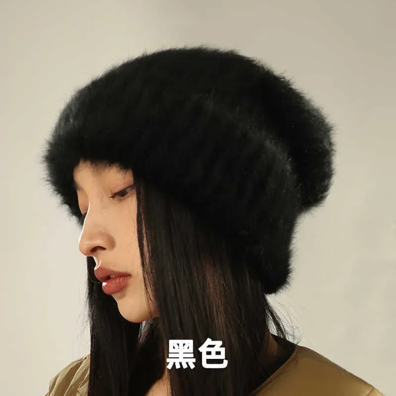 Large Size 2024 New Hot Selling Winter Hat Rabbit Fur Winter Hats for Women Fashion Warm Beanie Hats Solid Adult Cover Head Cap