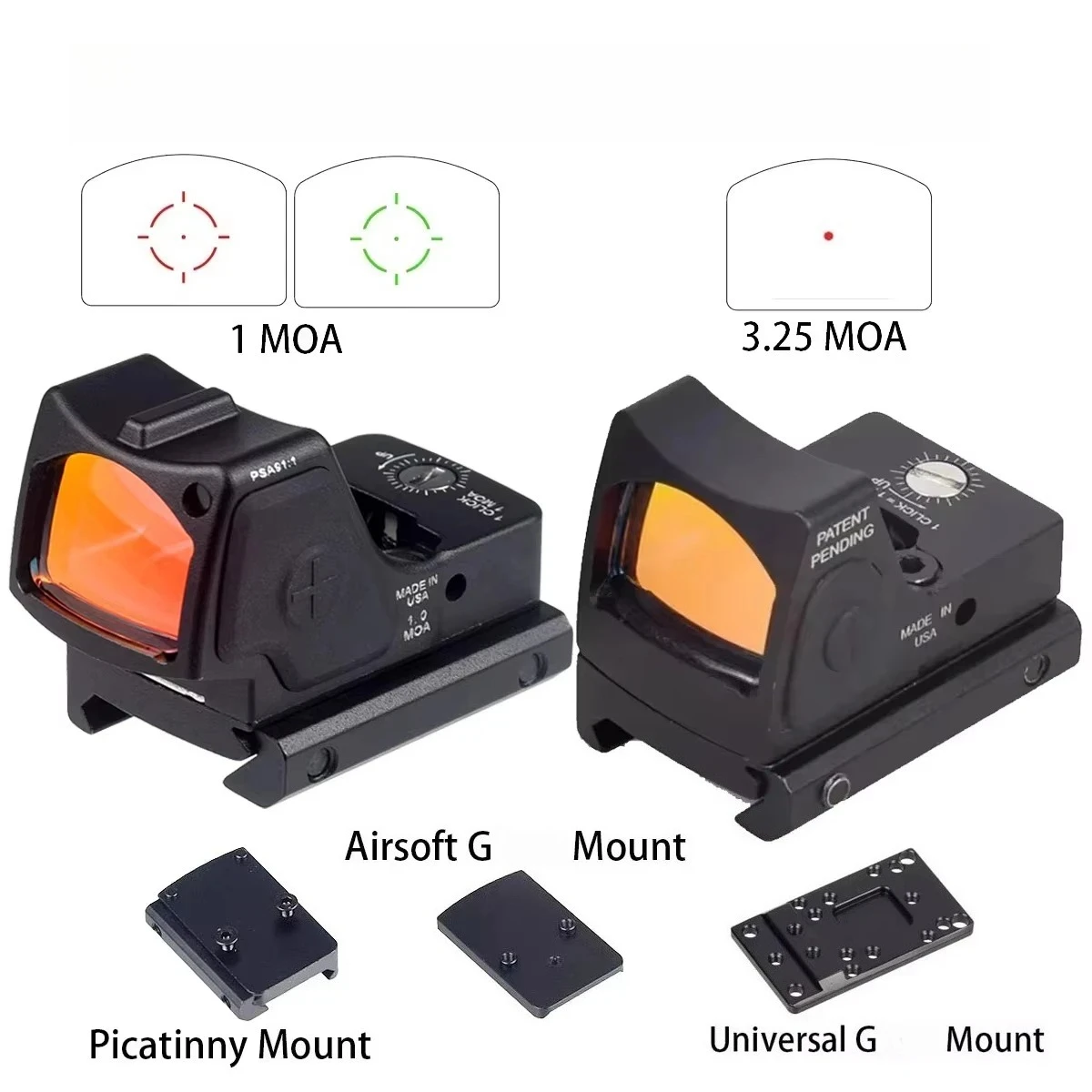 

R-HD Red Dot Sight Collimator Reflex Sights For Airsoft Pistol G17 G19 20mm Picatinny Rail Mount Hunting Riflescope Optics