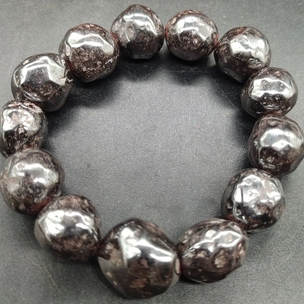 

Natural Iron Meteorite Bracelet, Irregular Meteorite Bracelet Cosmic Magnetic Therapy for Men and Women
