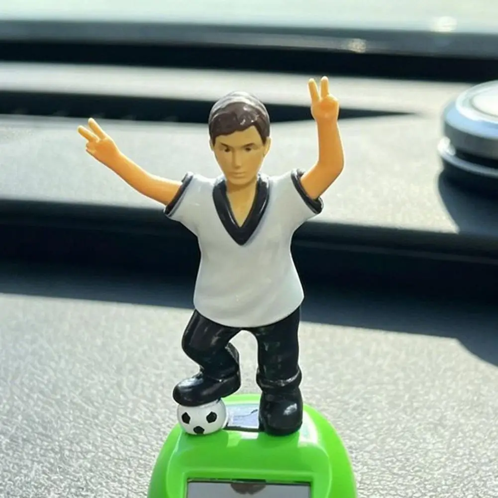 Solar Powered Car Decoration Compact Car Dashboard Ornament Solar Soccer Swinging Toy for Car Dashboard Nodding for Vehicle