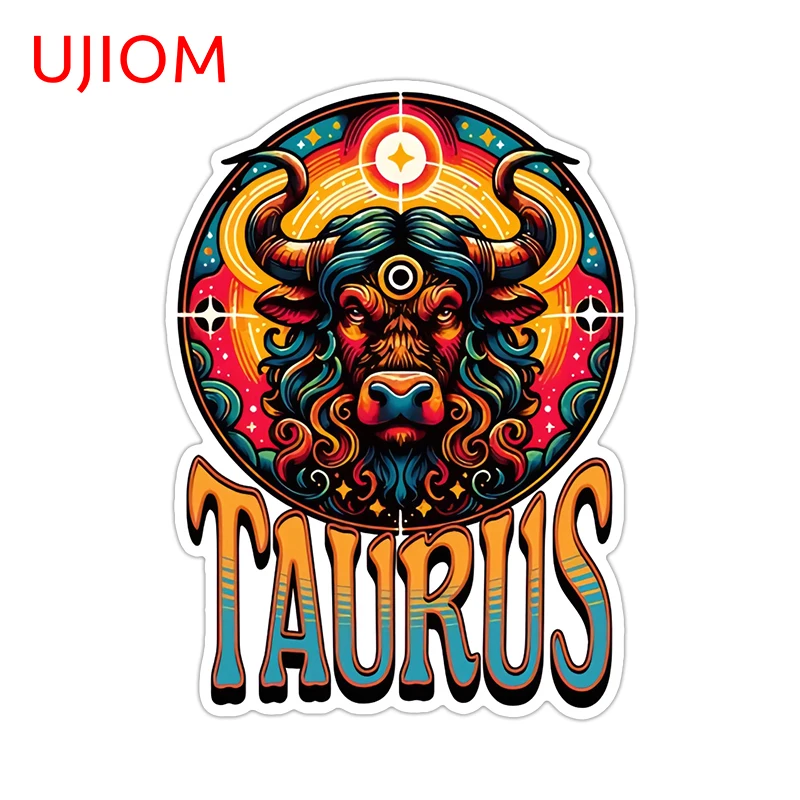 UJIOM 13cm × 9.6cm Colorful Taurus Wall Stickers Mysterious Mythical Figures Decals Cool Personality Bathroom Accessoires