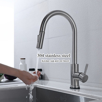 Kitchen faucet 304 stainless steel material, can pull rotating faucet, sink hot and cold faucet