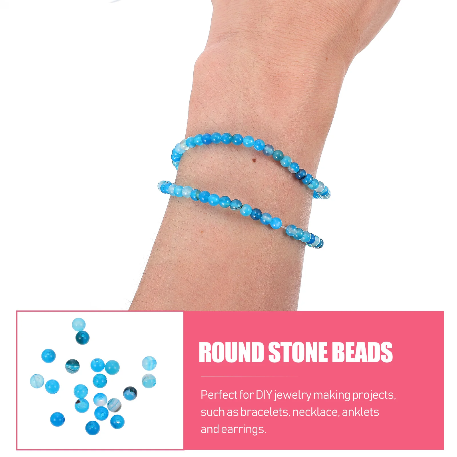 

180pcs Striped Agate Beads Round Stone DIY Craft Accessories Jewelry Making Supplies Bracelet Decorations House Gifts