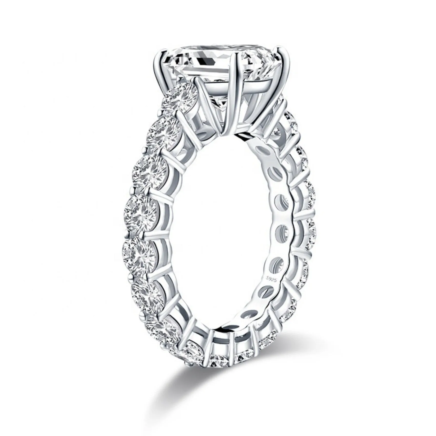 MuShan Jewelry Factory 925 Sterling Silver Rings Wedding Band for Women Certificate High Carbon Gemstones Ring s925 Fine Jewelry