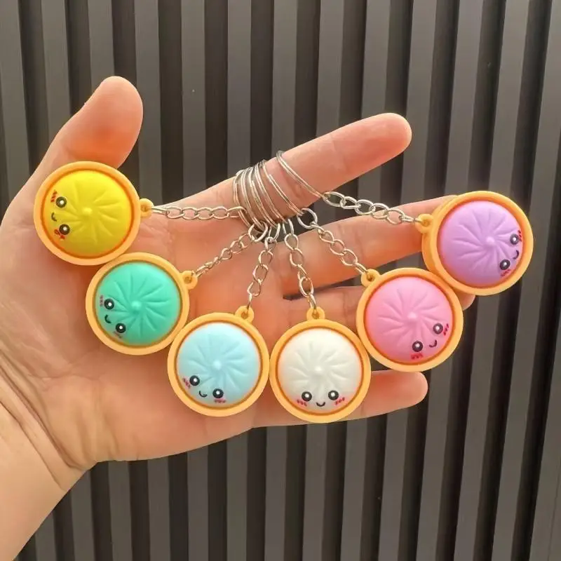 6Pcs Dumpling Keychains Cute Baozi W/Steamer Random Color For GiftBags PartyFavors Wedding Favors For Guests