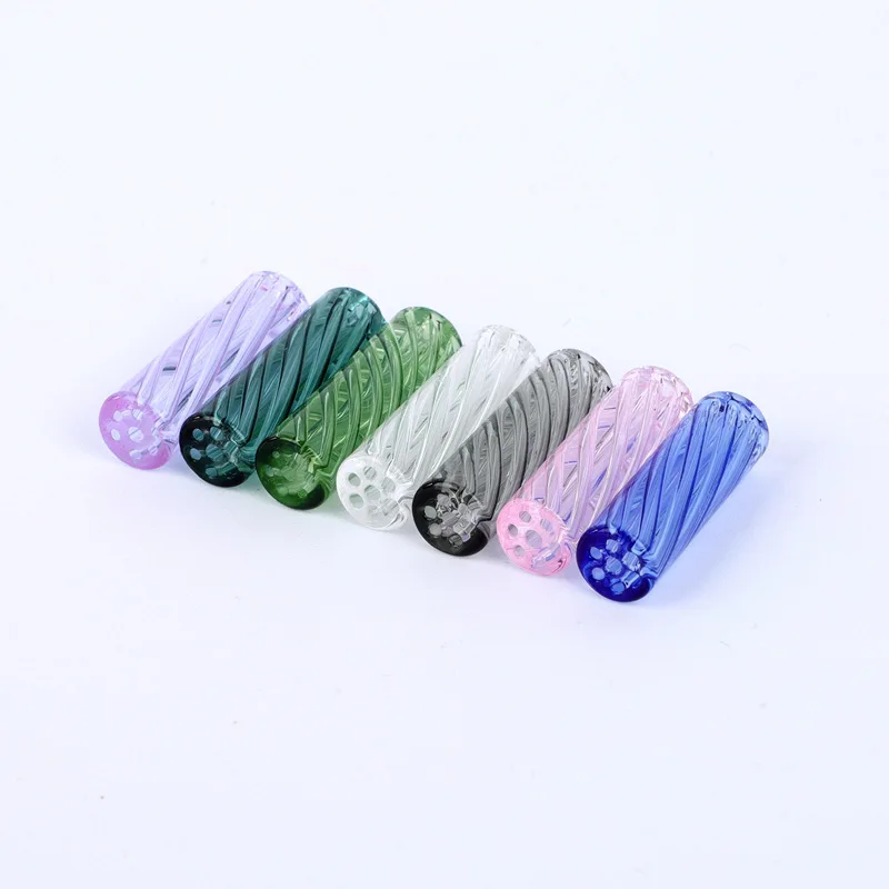 5Pcs 7mm 8mm 9mm 10mm 12mm H30mm Mini Glass Cigaret Pipe Filter Tips Round Mouth for Dry Herb Tobacco Rolling Drip With 7 Holes view 3
