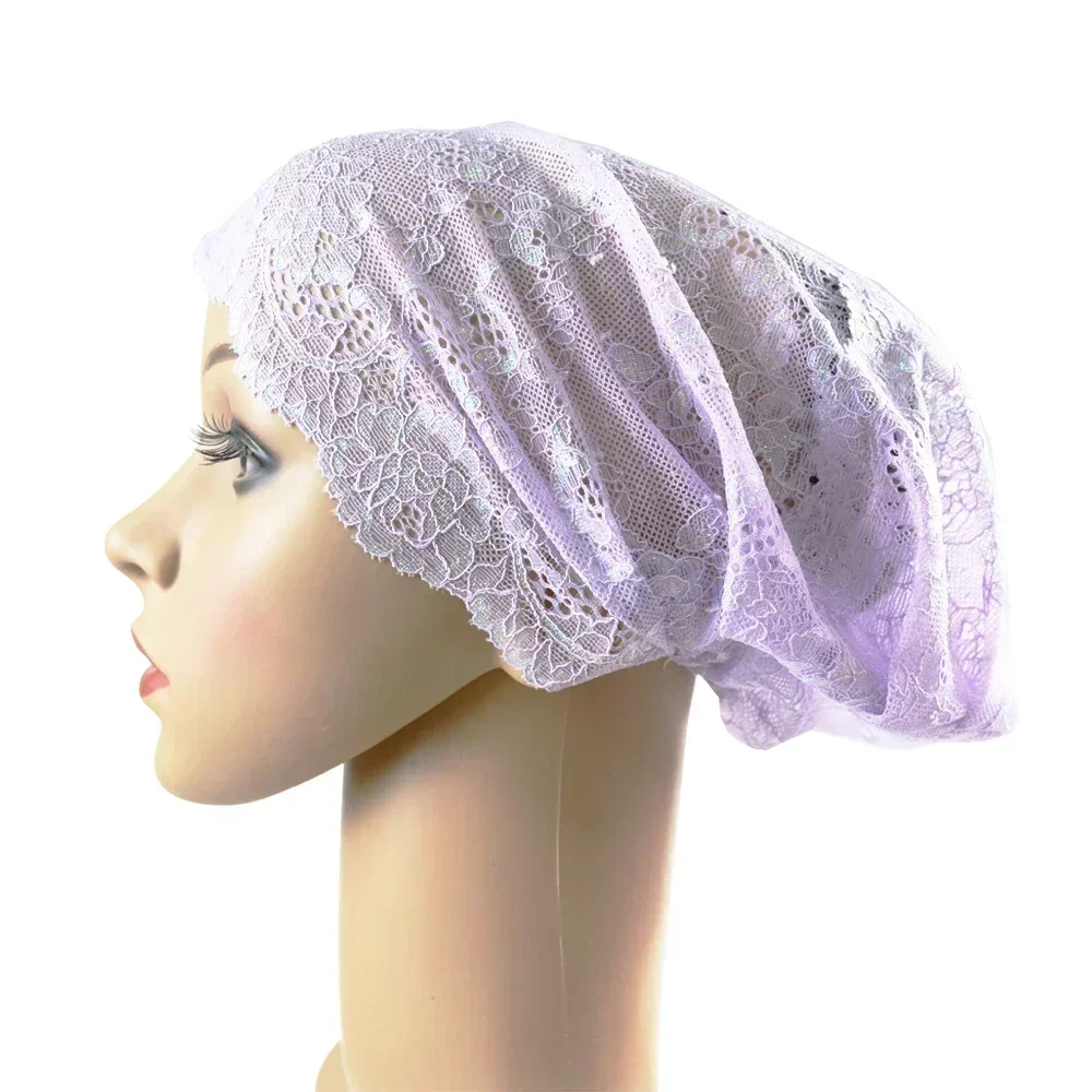 イスラム教徒の女性のための花柄のレースのヒジャーブ,イスラムのターバン,アラビアのビーニー,化学療法の帽子,ラマダンの帽子,インナーキャップ,スカーフの下,ヘッドラップのカバー
