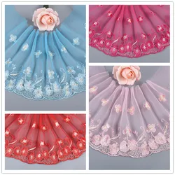 Event price 4 colors embroidered flowers tulle lace fabric DIY clothes cheongsam dress pajamas children's clothing decoration