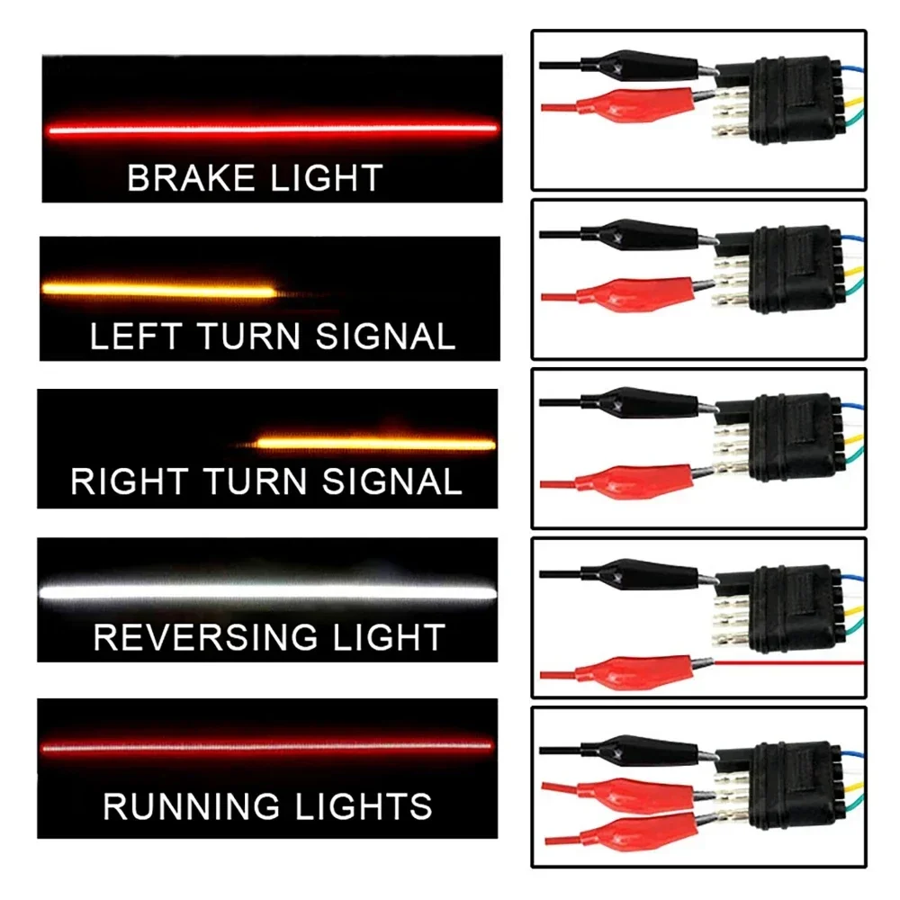 60inch Universal LED Pickup Truck Tail Light Strip Running / Brake / Reverse / Turn Signal Red White Amber Extremely Bright