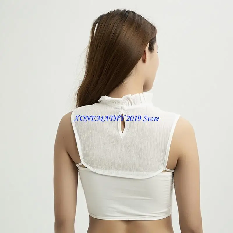 

F42F Женская рубашка с рюшами и накладным воротником, аксессуары, регулируемый галстук с вырезом в виде замочной скважины, белый