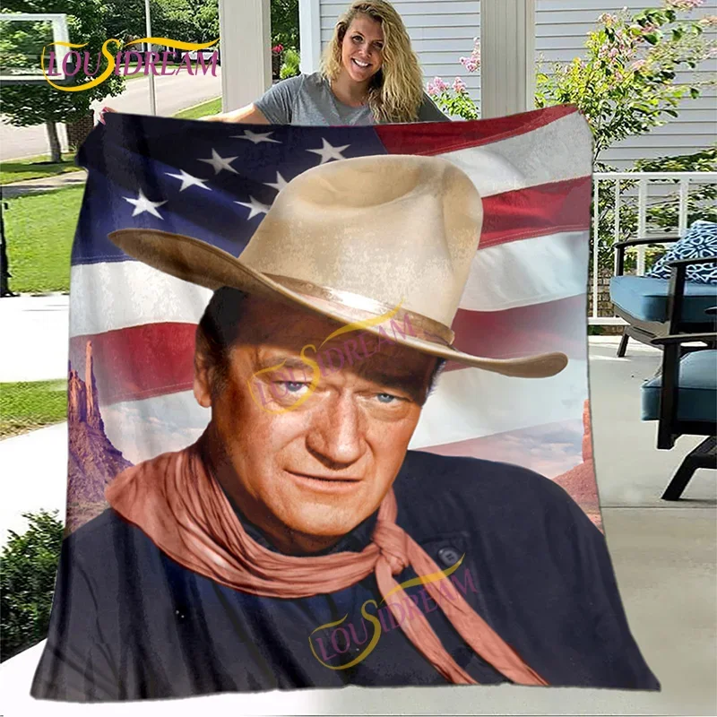 American cowboy star John Wayne blanket super soft Marion Michael Morrison blanket home bedroom washable warm lazy blanket