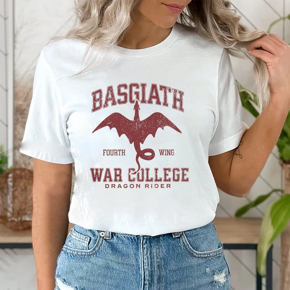 Unisex Fourth Wing T Shirt Basgiath War College Shirts Dragon Rider Tees Fantasy Reader Printed Short Sleeves Tops Bookish Merch