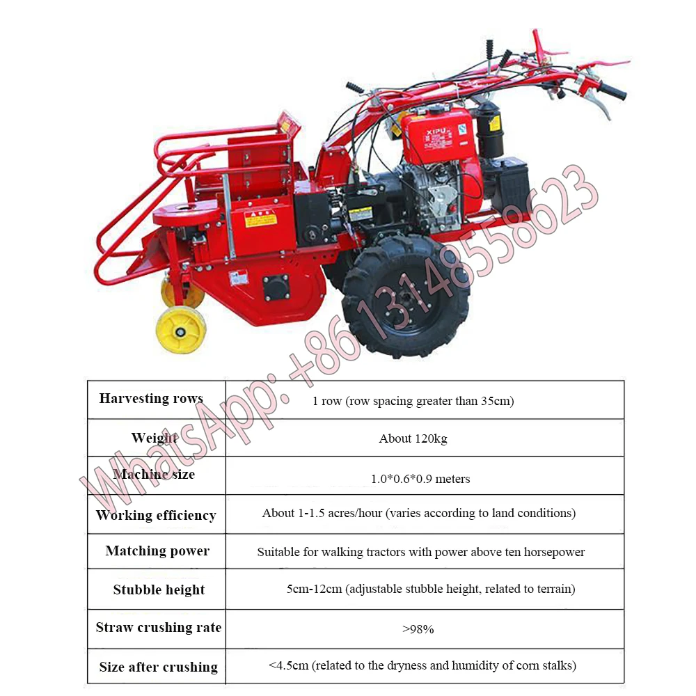 Small Corn Combine Harvester Semi-automatic Corn Harvester Straw Pulverizer Diesel Small Walking Tractor Single Row Header