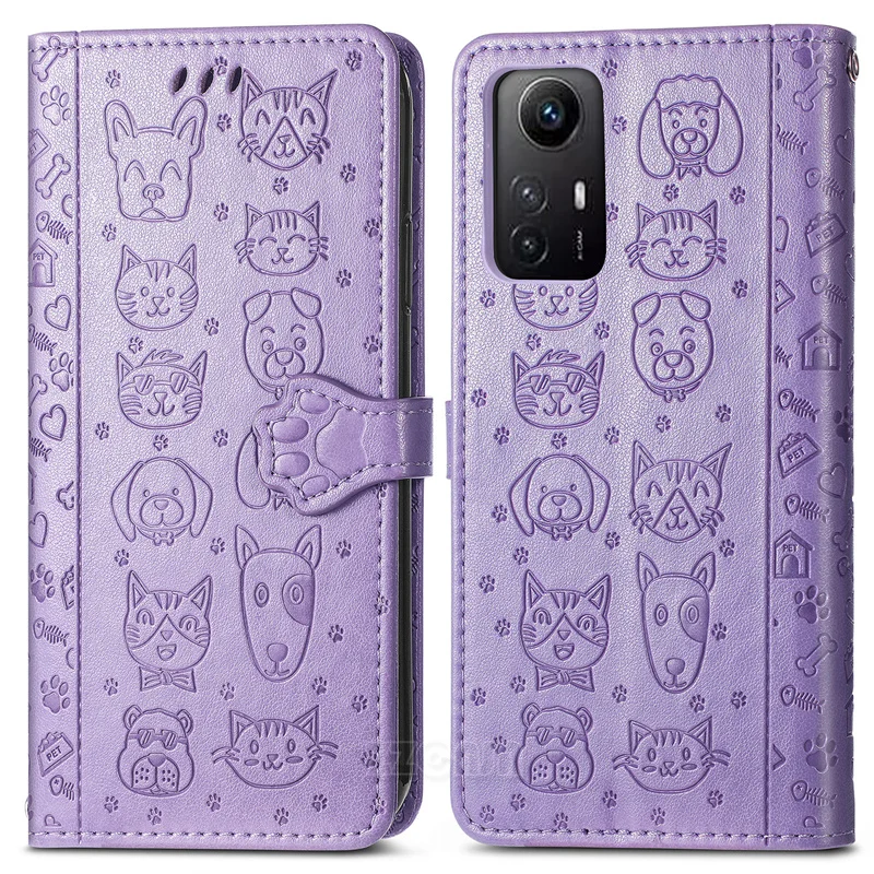 Carving Cat Dog Puppy Kitty Cover For Samsung Galaxy A13 A23E A33 A53 5G A22 A32 A12 A02S A42 Case Flip Leather Stand Card Slots