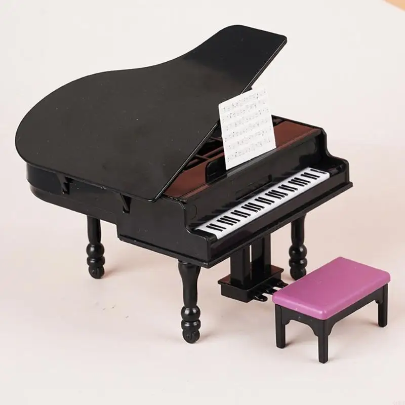 090B Cute Educational Dollhouses Miniature Piano Toy Pretend Play Accessories Garden Model Piano Model Role Play