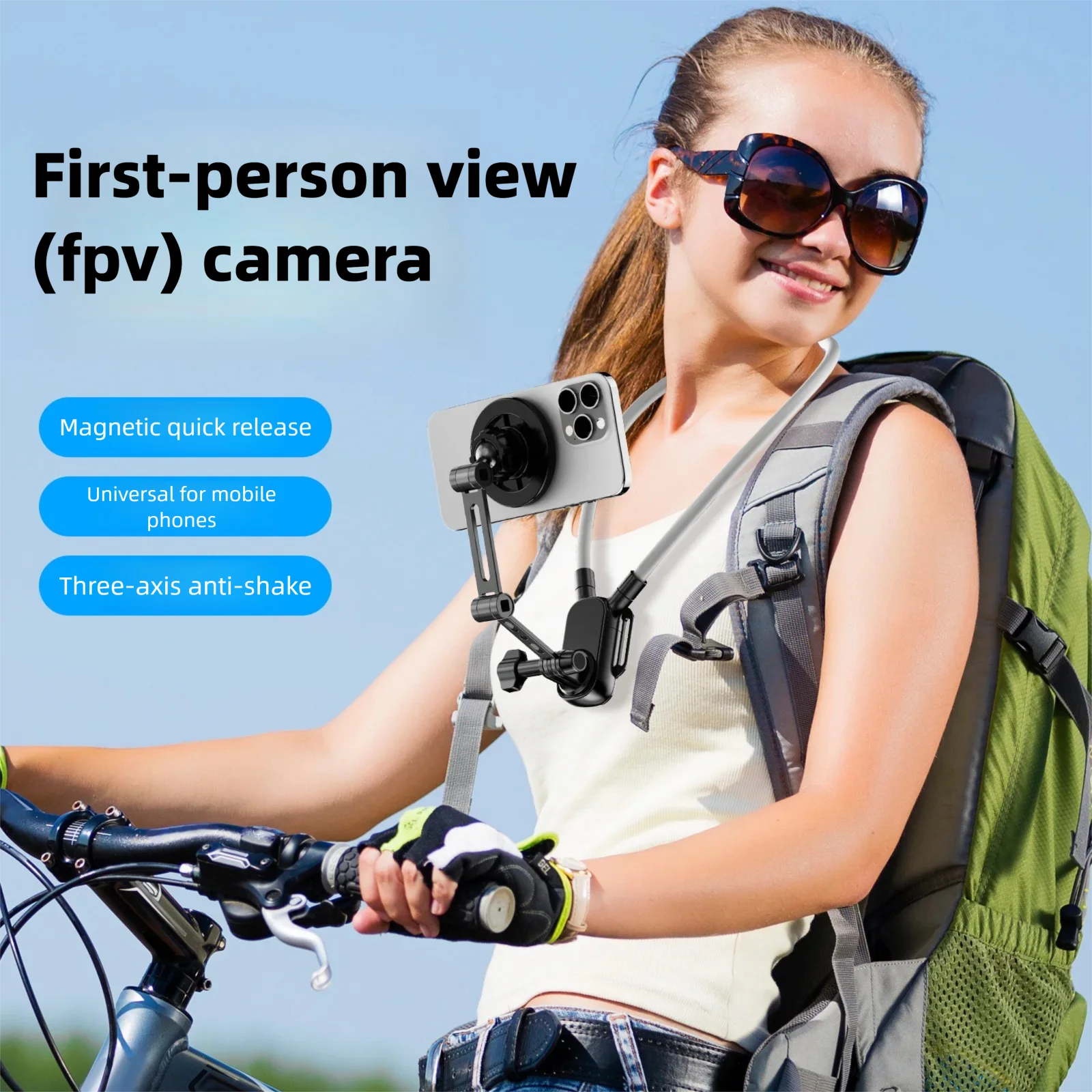 First Person View Neck Mount Phone Holder Hands Free Mobile Stand for  Cycling Outdoor Sports Live Streaming Vlog Shooting