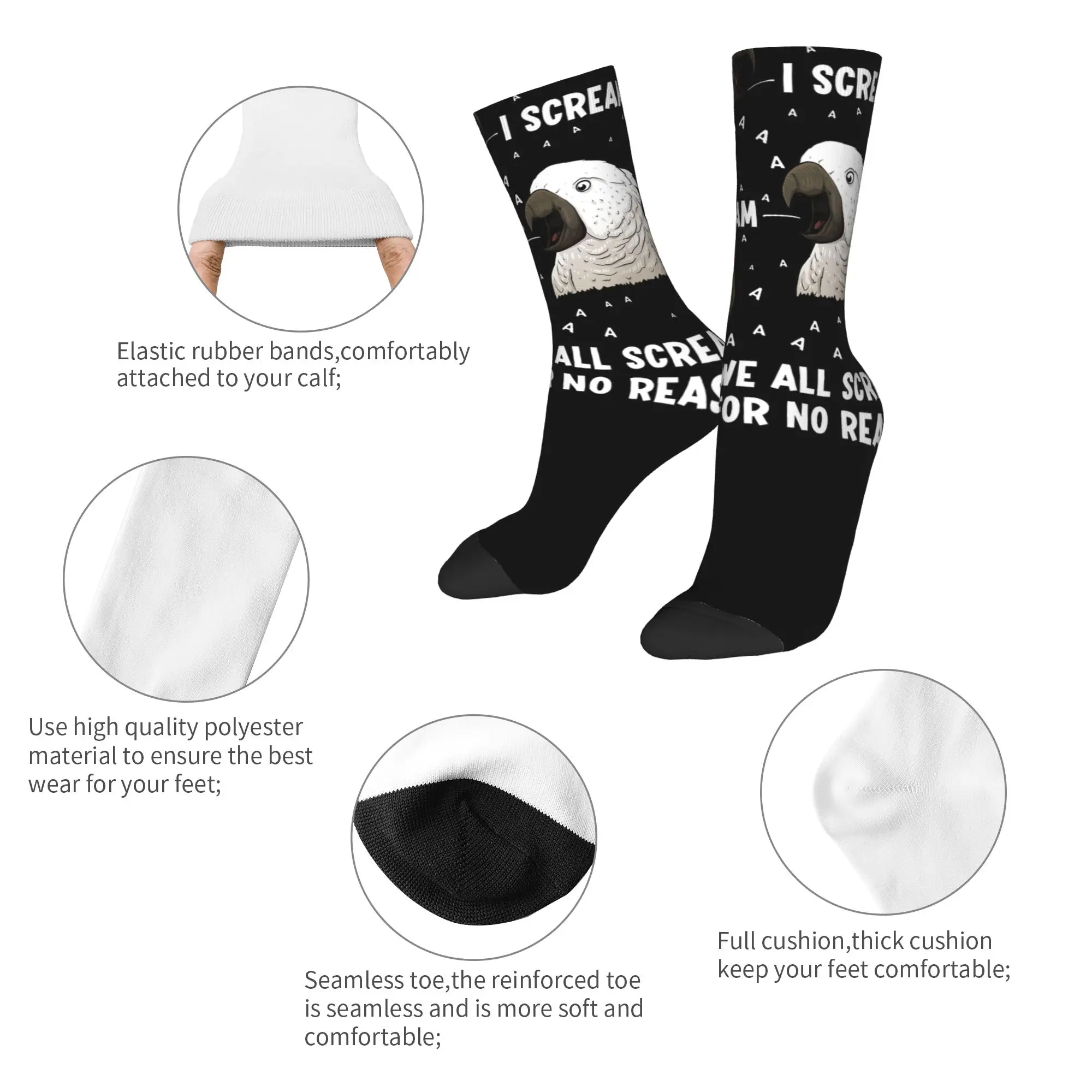Parrots Bird Guide Different Parrot Species of The World Pet Socks Men's Women's Polyester Funny Happy  Socks Harajuku Socks