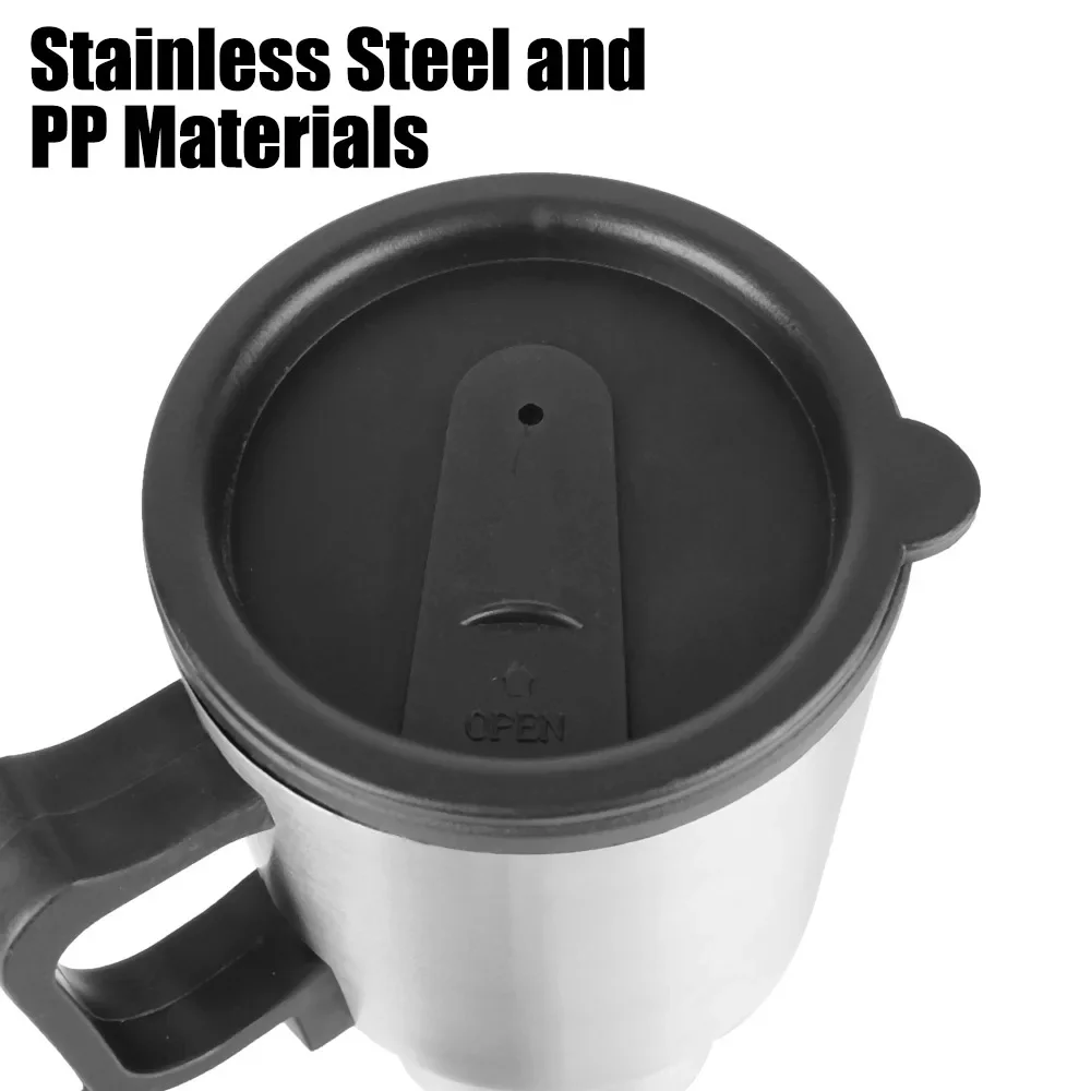 450ml Car Kettle Stainless Steel Electric Car Travel Heating Mug 12V Heatable Auto Shut-off For Hot Water Tea Coffee