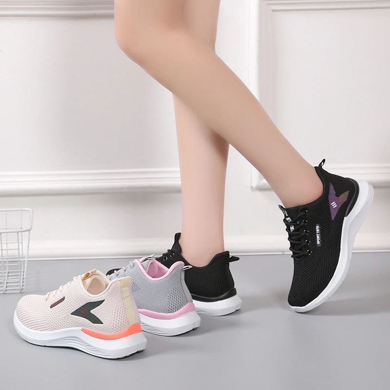 Casual Female Sneakers Women's Shoes 2024 Summer Breathable Mesh Sports Running Shoes Light Lace-Up Gym Platform Vulcanize Shoes