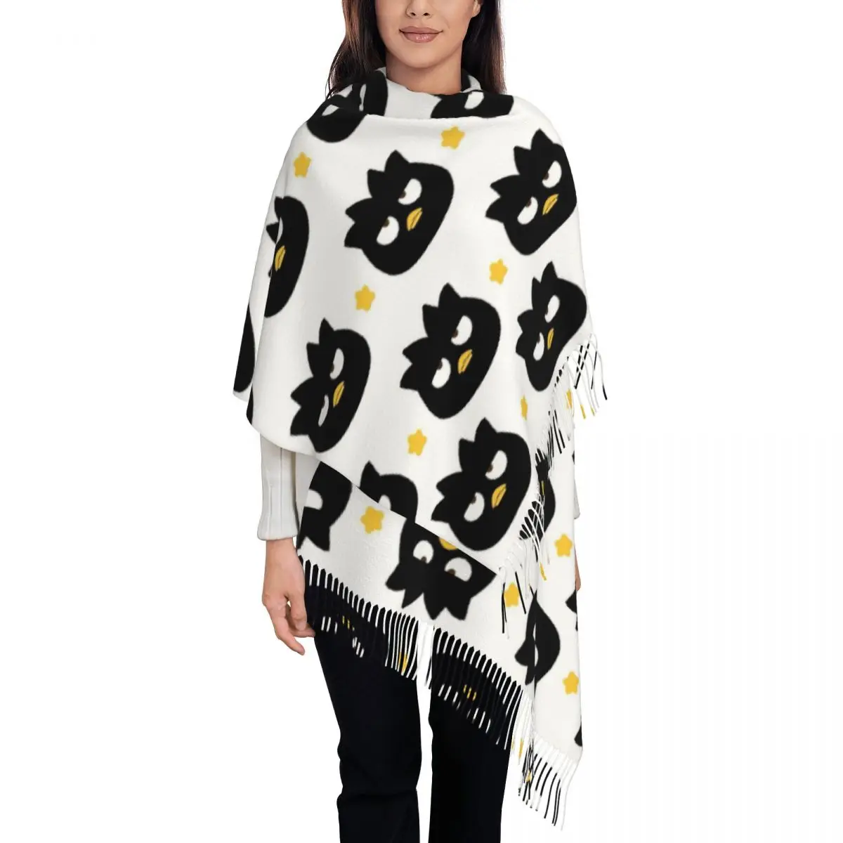 

Custom Female Long BADBADTZ-MARU Cartoon Scarves Women Winter Soft Warm Tassel Shawl Wrap Scarf