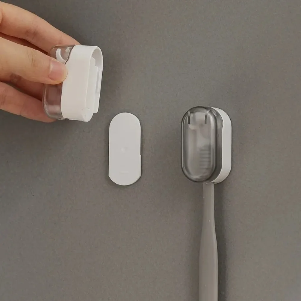 New Wall-mounted Toothbrush Rack Flip Lid Punch Free Toothbrush Holder Dustproof Cover Electric Toothbrush Hook Bathroom