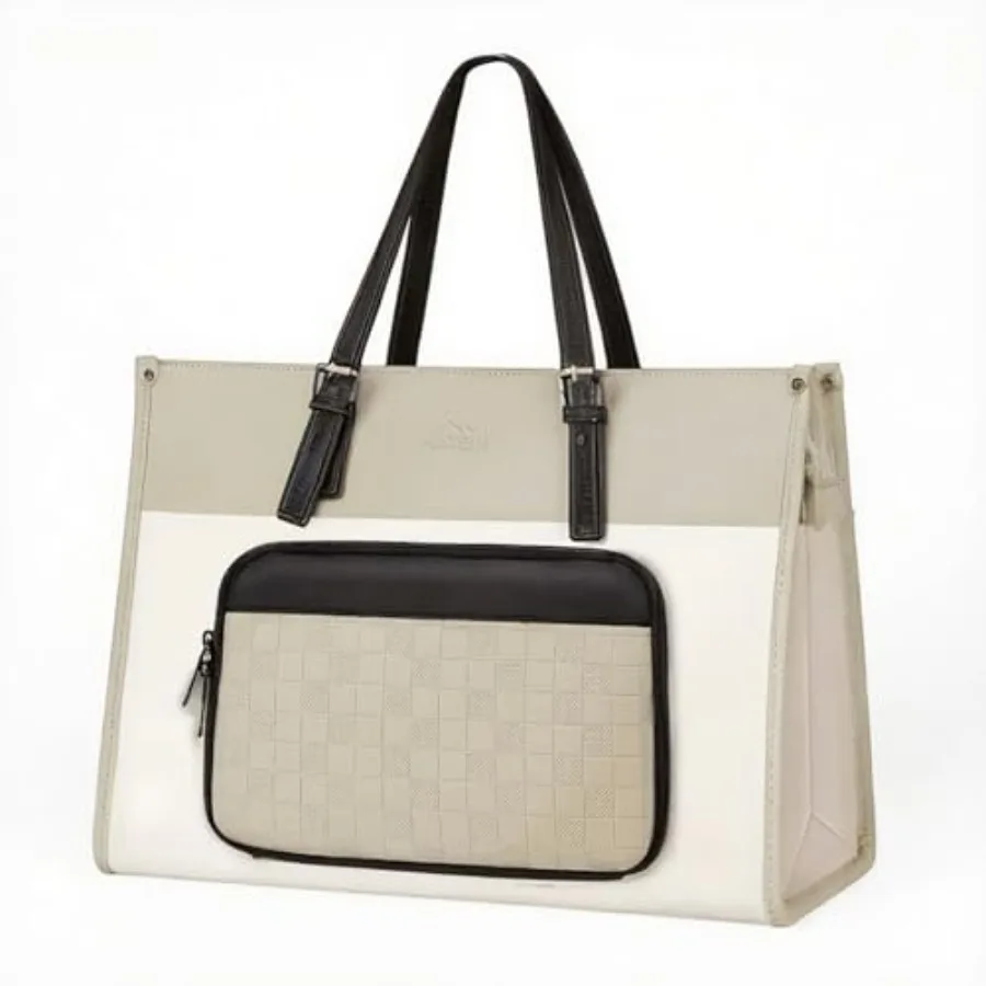 

Laptop Work Bag with Lunch Compartment Laptop Handbags for Women PU Leather Briefcase with Leakproof Lunch Box Large Capcity Bu