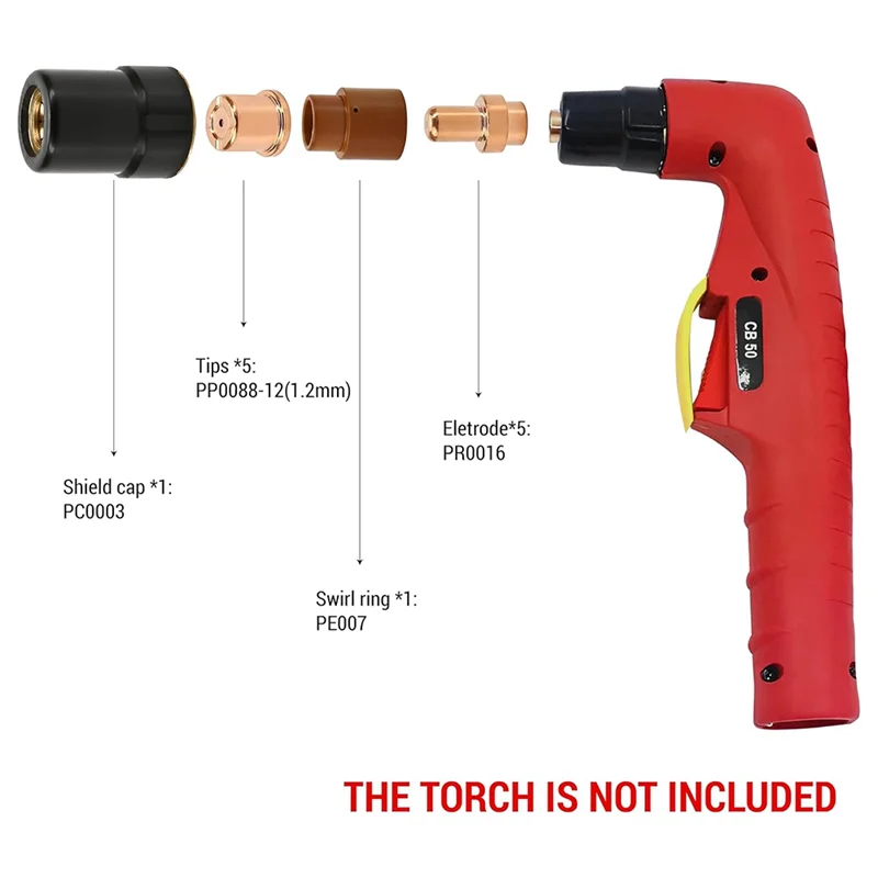 

ABWP-12Pcs Plasma Electrode Cutter Tips Kit Cutting Consumable Compatible For Versa-Cut 40 Cutter Torch