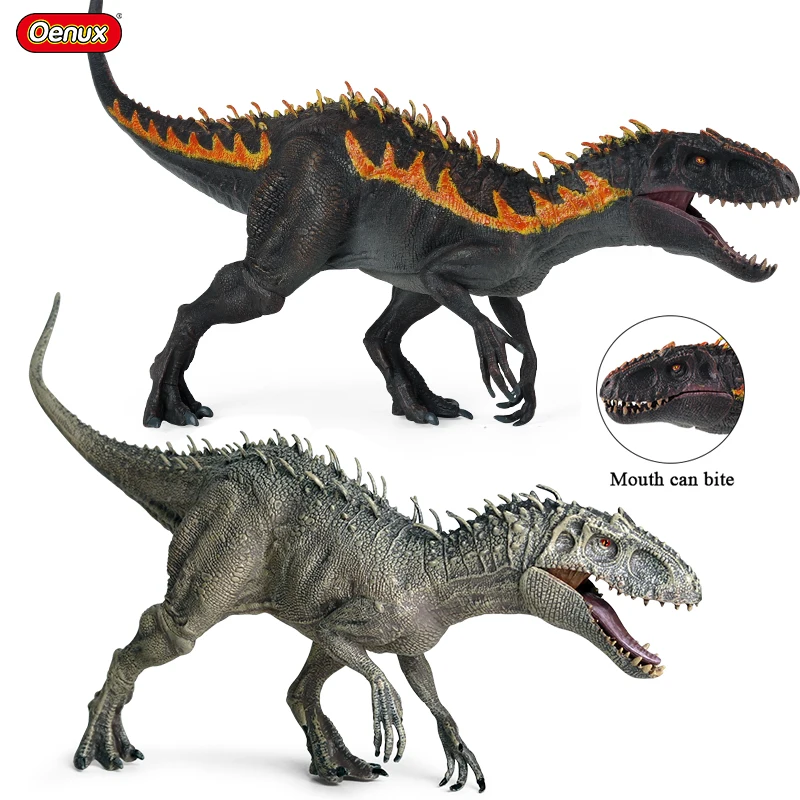 Oenux New Savage Dinosaur World Animals Indominus Rex Model Jurassic Tyrannosaurus Action Figures PVC Open Mouth Collect Kid Toy