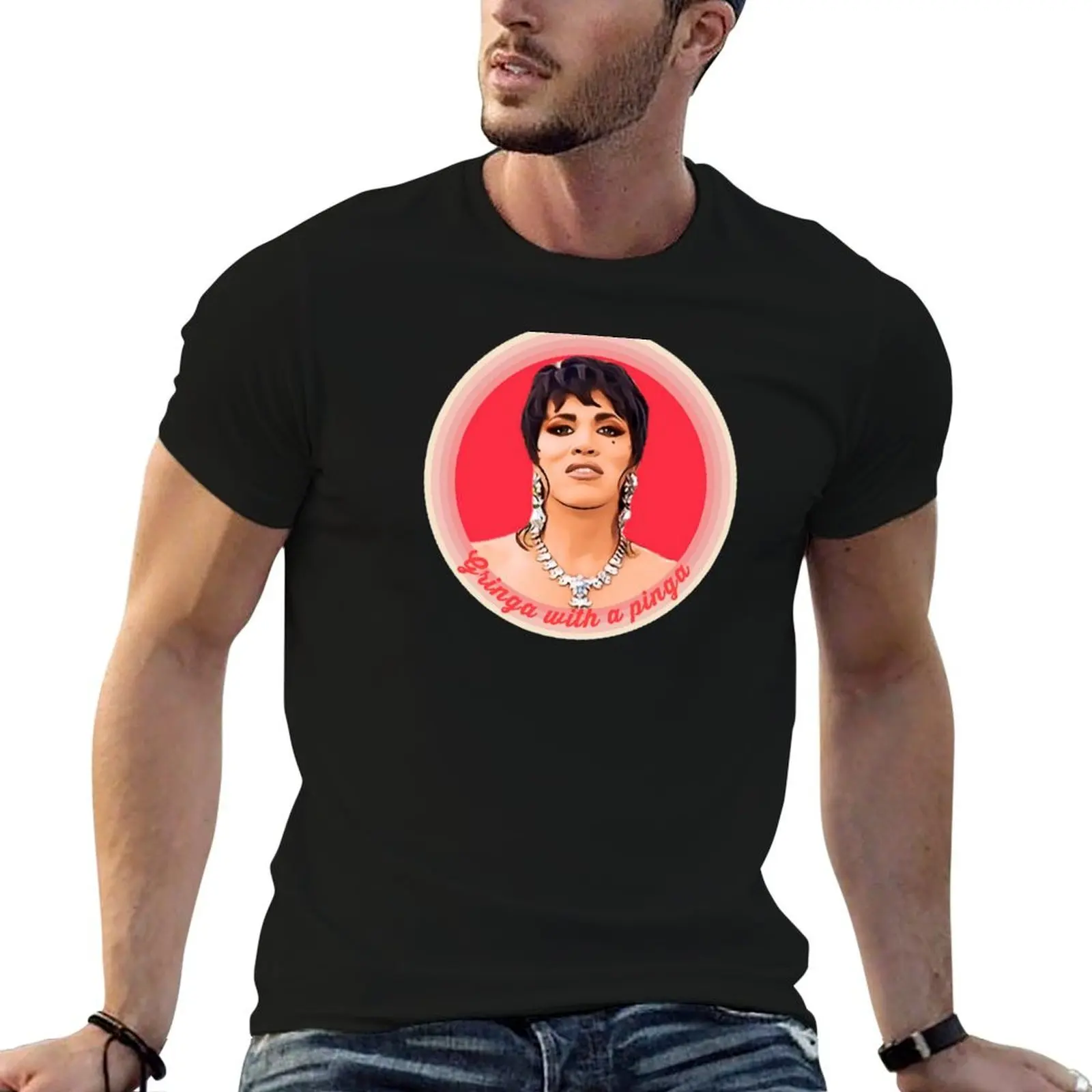 Camiseta masculina Chi Chi - Gringa com estampa Pinga, camiseta masculina de algodão macio para o verão