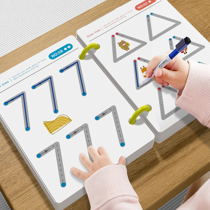 Pen Control Training Card for Kids Magical Tracing Books Erasable Montessori Early Childhood Education Basic Practice Copybook
