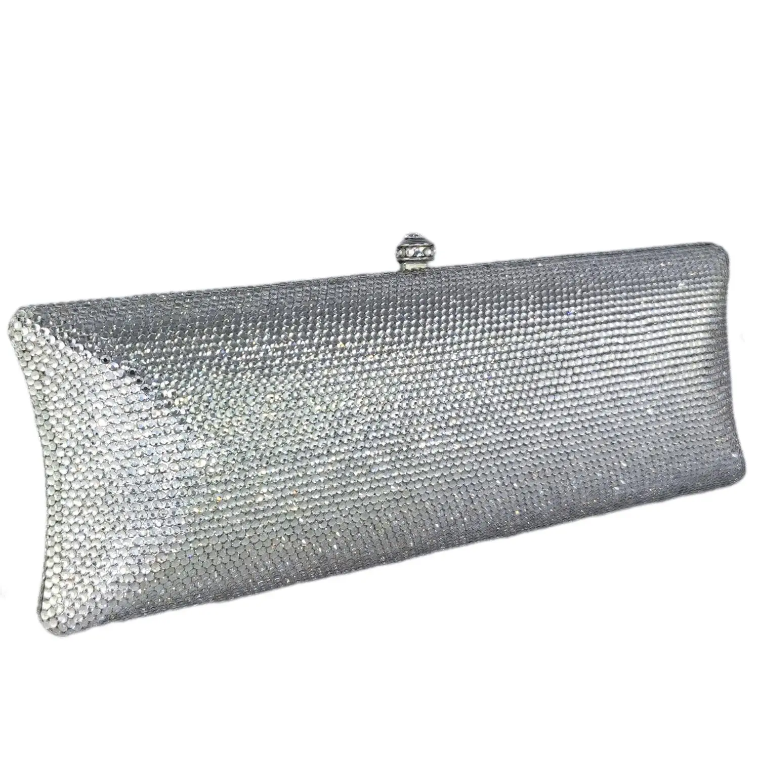 Boutique De FGG Sparkly Women Silver Crystal Clutch Bags Wedding Party Bridal Rhinestone Handbags and Purses Prom Diaond Clutch