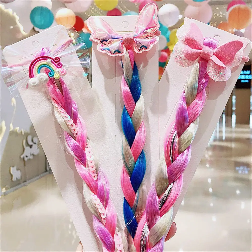 Cute Girls Colorful Wig Hair Ropes Princess Twist Braid Elastic Hair Bands Ponytail Headwear Fashion Kids Hair Accessories