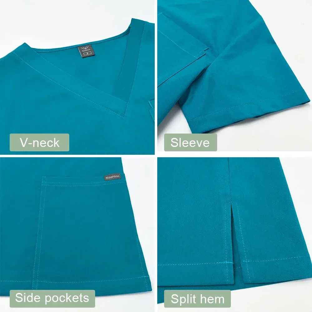 Unisex uniformes cirúrgicos para as mulheres, terno cor sólida trabalho, esfoliante médico, médicos enfermeiros, acessórios hospitalares, Workwear de alta qualidade, novo