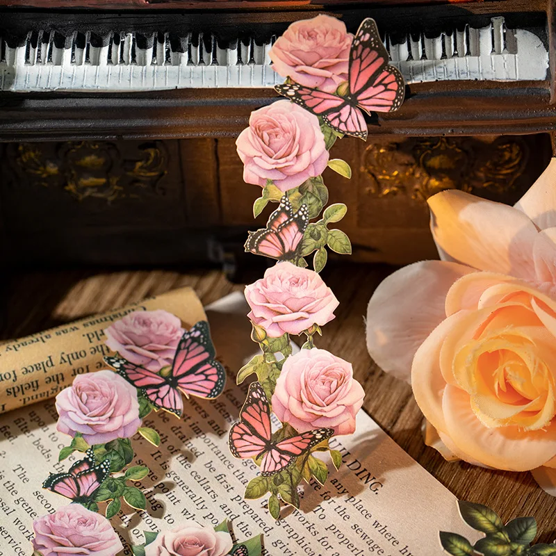 Card Lover 10 Pcs [Flower Butterfly Series] Retro Butterfly Flowers Material Paper Kraft Deco Paper Scrapbooking Sticker Kit