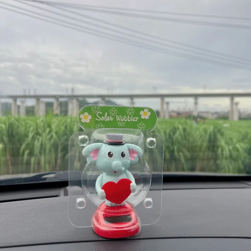 Engraçado dos desenhos animados solar animal balanço dança brinquedo bonito elefante decoração de mesa ornamento solar alívio do estresse brinquedo casal presente aniversário