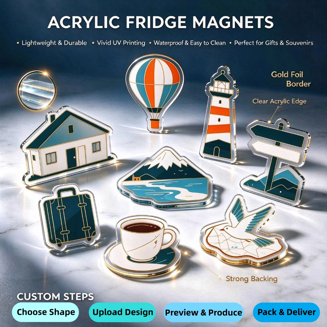 High Quality Handmade Acrylic Fridge Magnets Wholesale Custom Logo Acrylic Fridge Note Board Decorative Patch Acrylic Simulation