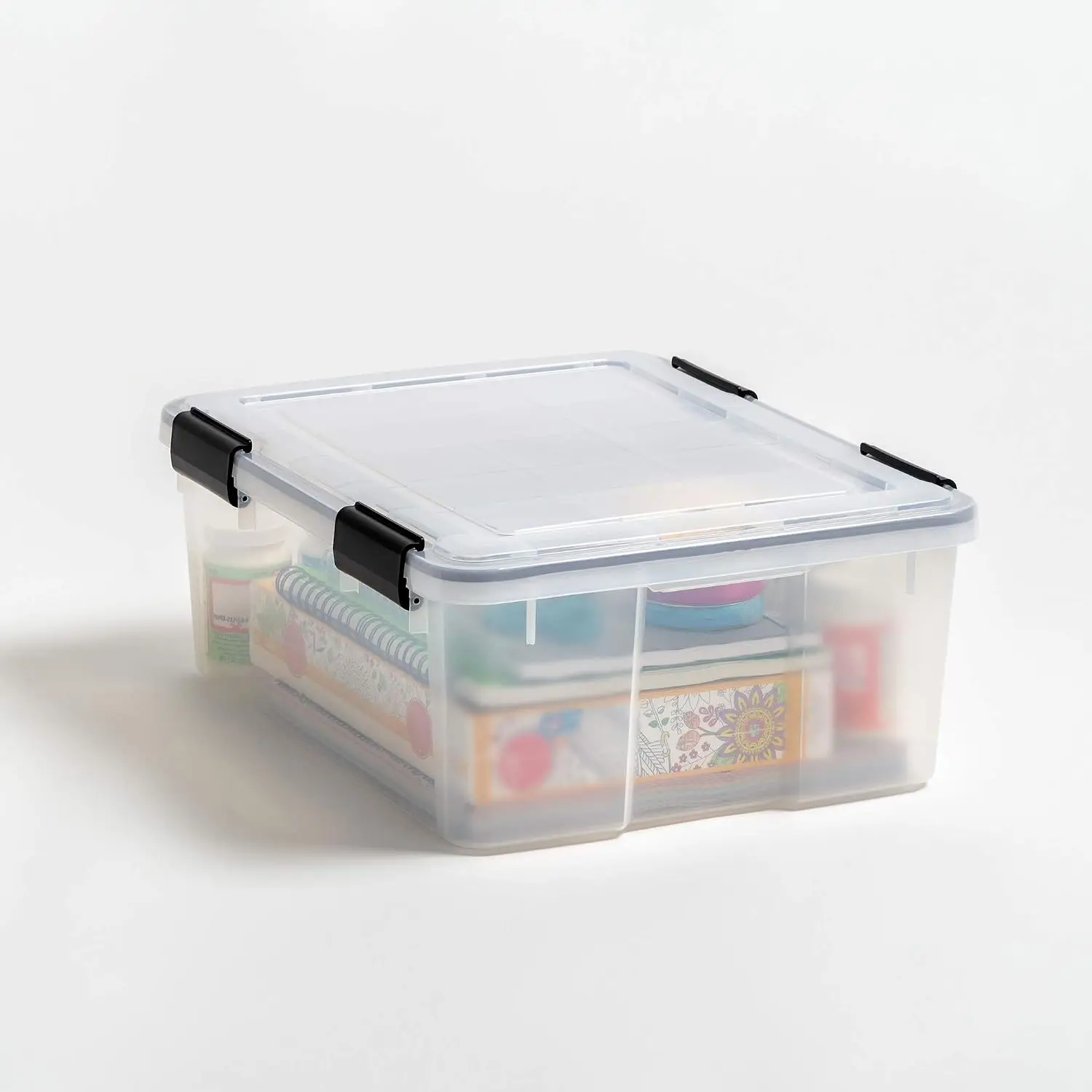 6-Pack 31 Qt Storage Bins with Gasket Lids, Clear/Black