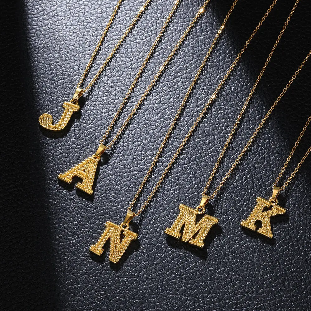 Stainless Steel Initial Necklace For Women Men Gold Color A-Z Letter Necklace Pendant Jewelry Male Female Choker Wholesalers