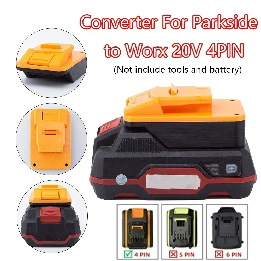 

For Lidl Parkside X20V Team Battery Converter to Worx 4PIN 20V Lithium Electronics Power Tools Connector (Not include battery)