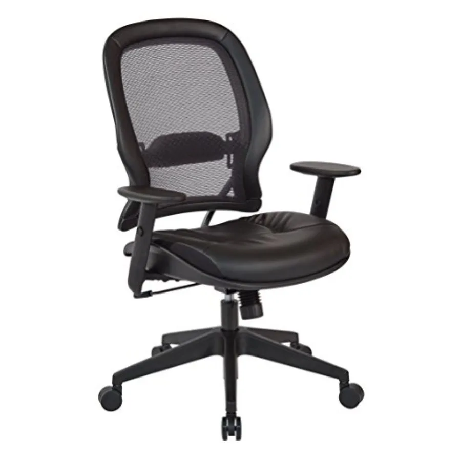 

57 Series Dark Air Grid Breathable Back Manager's Office Chair with Bonded Leather Seat, Black