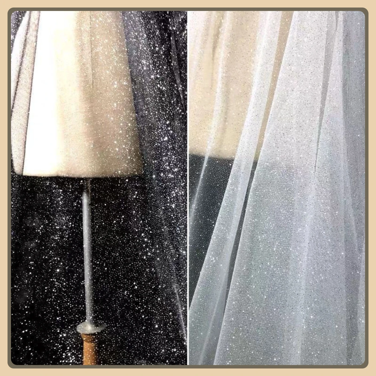 Tela de malla de lentejuelas iridiscentes estampada en oro negro para vestido de novia velo ropa vestido de escenario DIY brillo efecto polvo decolorado